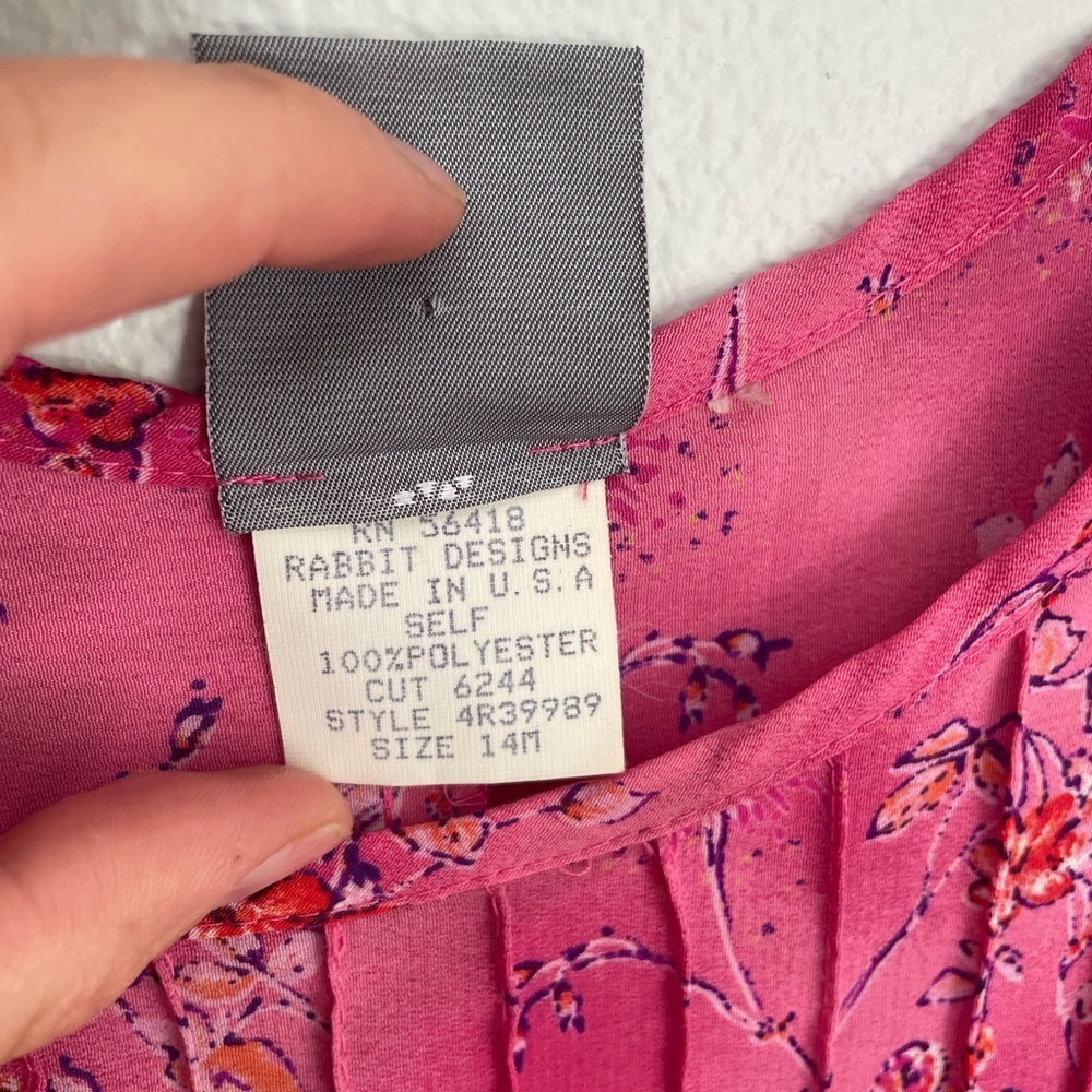 Vintage 90’s sleeveless maxi pink floral dress with tie size 14 - Picture 3 of 10